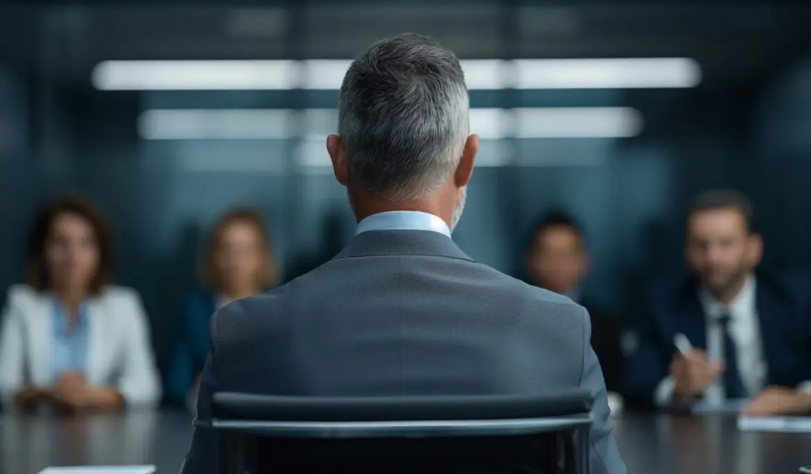 An intense boardroom negotiation scene with focused expressions, highlighting high-stakes discussions and decision-making.